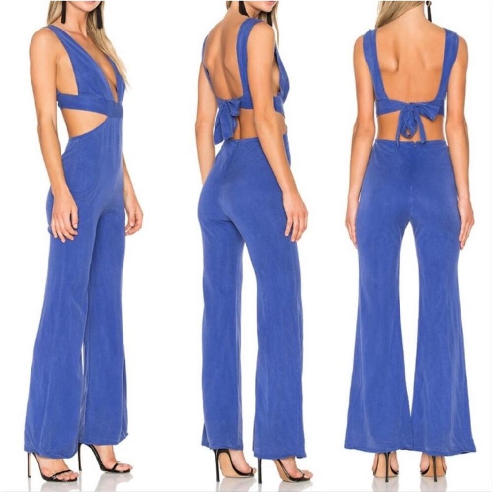 Wildfox Royal Blue Cutout Back Tie Jumpsuit